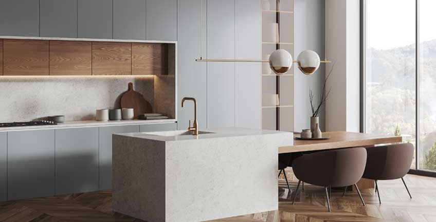 Various countertop material samples for a Denver kitchen remodel project