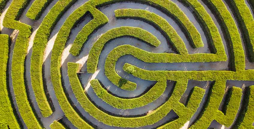Interior designer lost in hedge maze representing Denver project's constant change orders