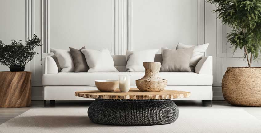 Soft white painted living room walls in a Denver interior design project