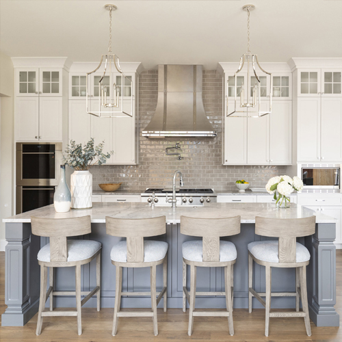 Two-toned gray and white shaker kitchen in Wash Park Denver home